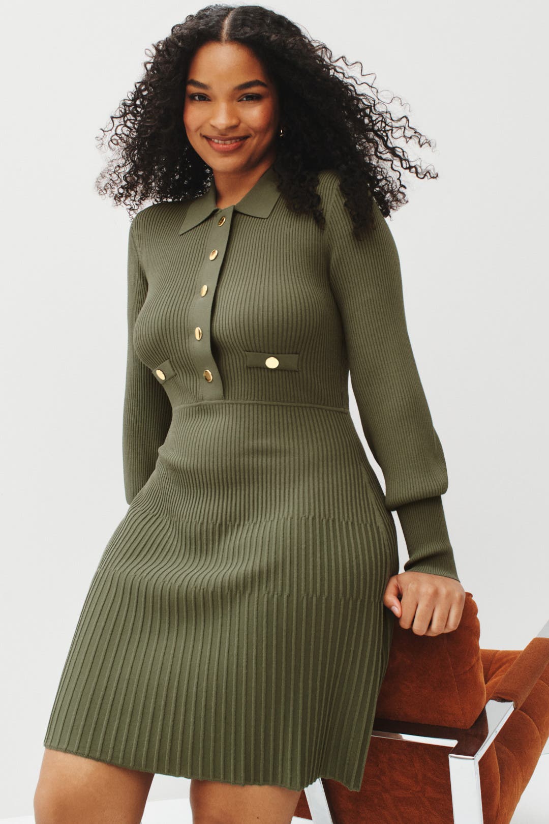 ワンピース laubeblanc Wool Jumper Dress Leather Trimmed Wool Jumper Dress – L'AUBE BLANC