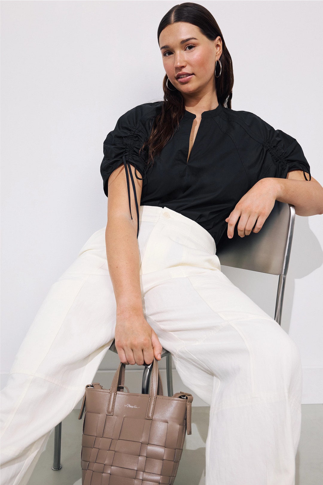 Ruched Sleeve V Neck Top by 3.1 Phillip Lim 4