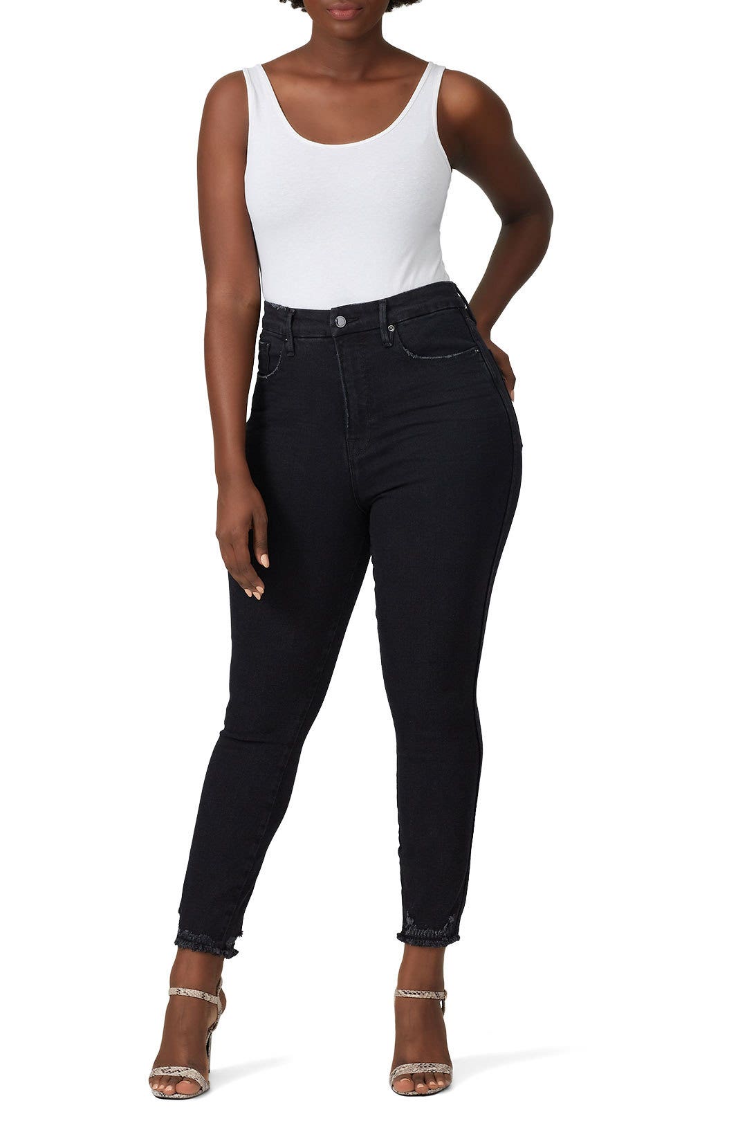 Good Curve Skinny Crop Chewed Hem Jeans by GOOD AMERICAN 4