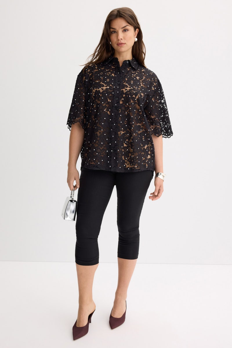 Studded Floral Lace Shirt by MICHAEL KORS - Photo 5