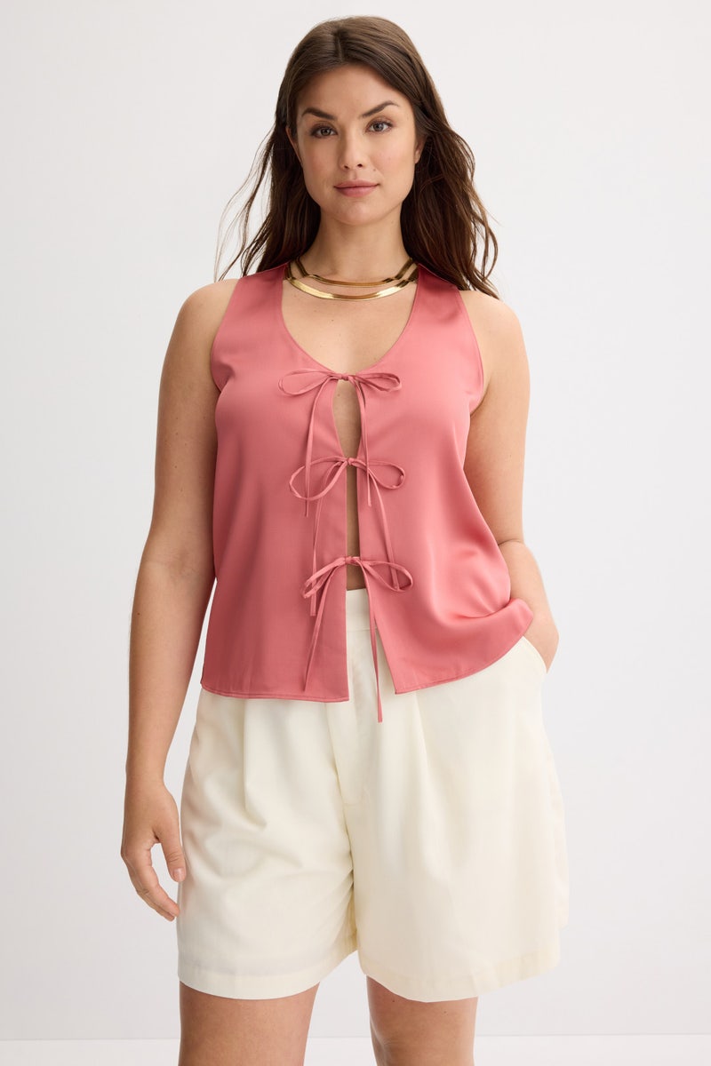 Tie Front Satin Tank by Rosetta Getty x RTR - Photo 5