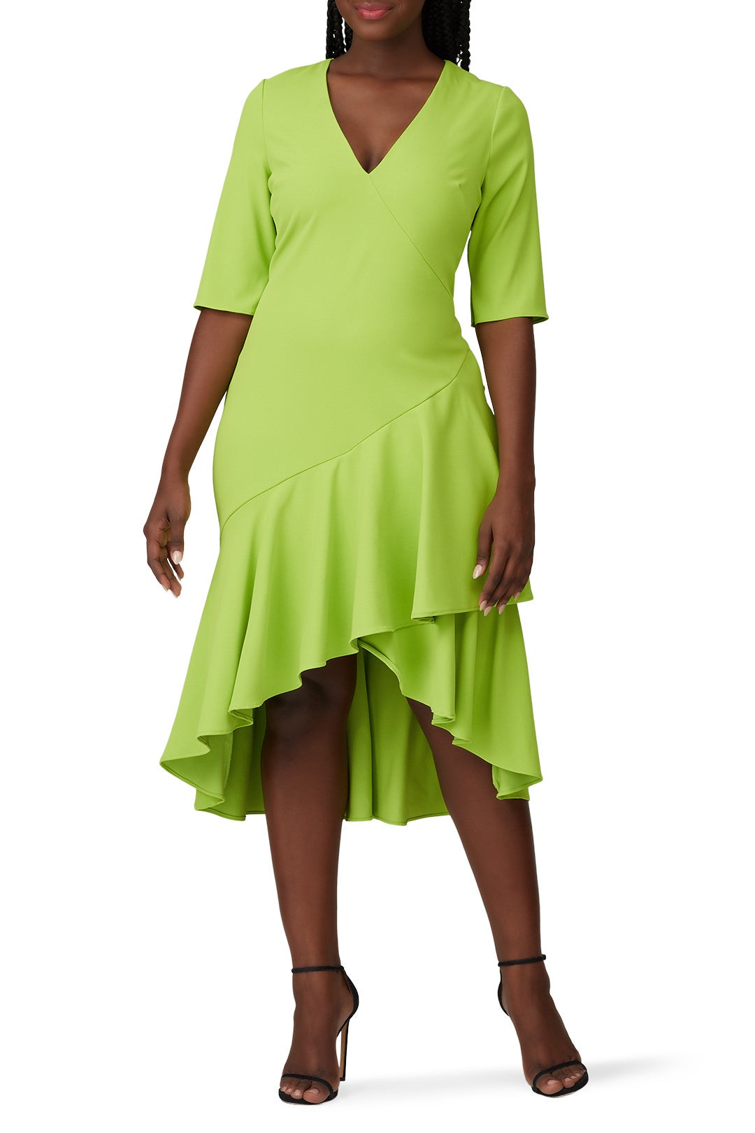 Lime Flutter Hem Dress by Badgley Mischka 4