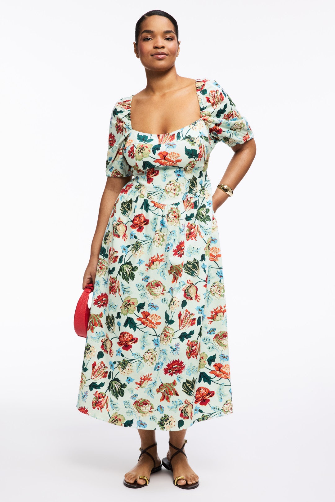 Square Neck Puff Sleeve Midi Dress by Rosetta Getty x RTR 2