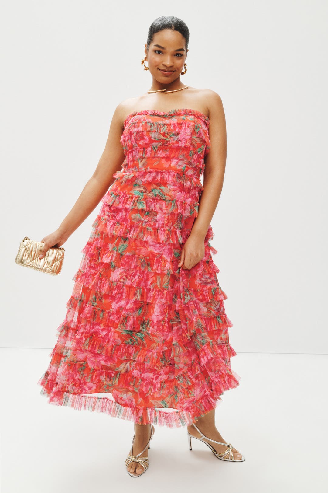 Strapless Micro Ruffle Dress by Ieena for Mac Duggal | Rent