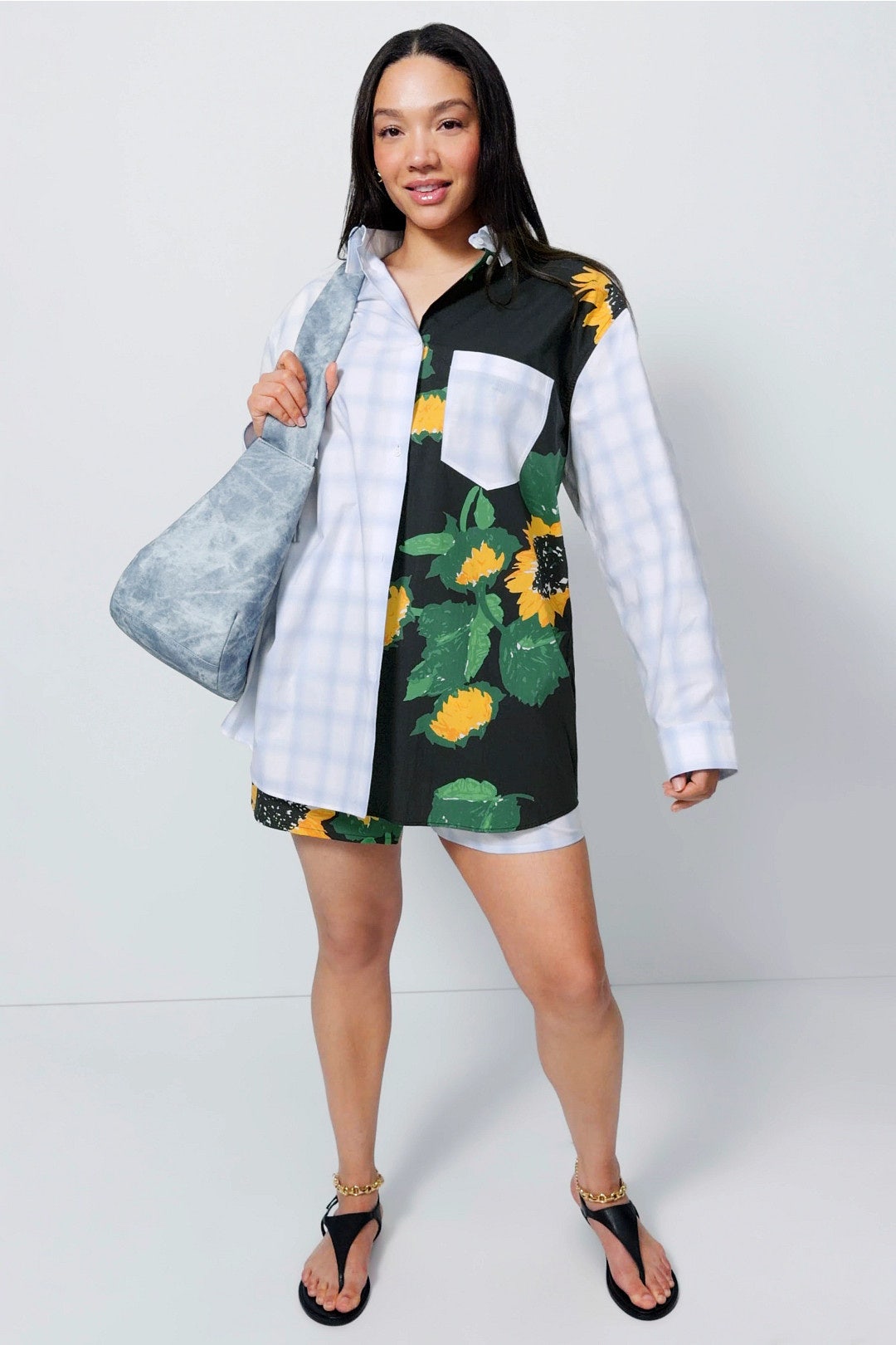Gingham Sunflower Button Down Shirt by Moschino Jeans 4