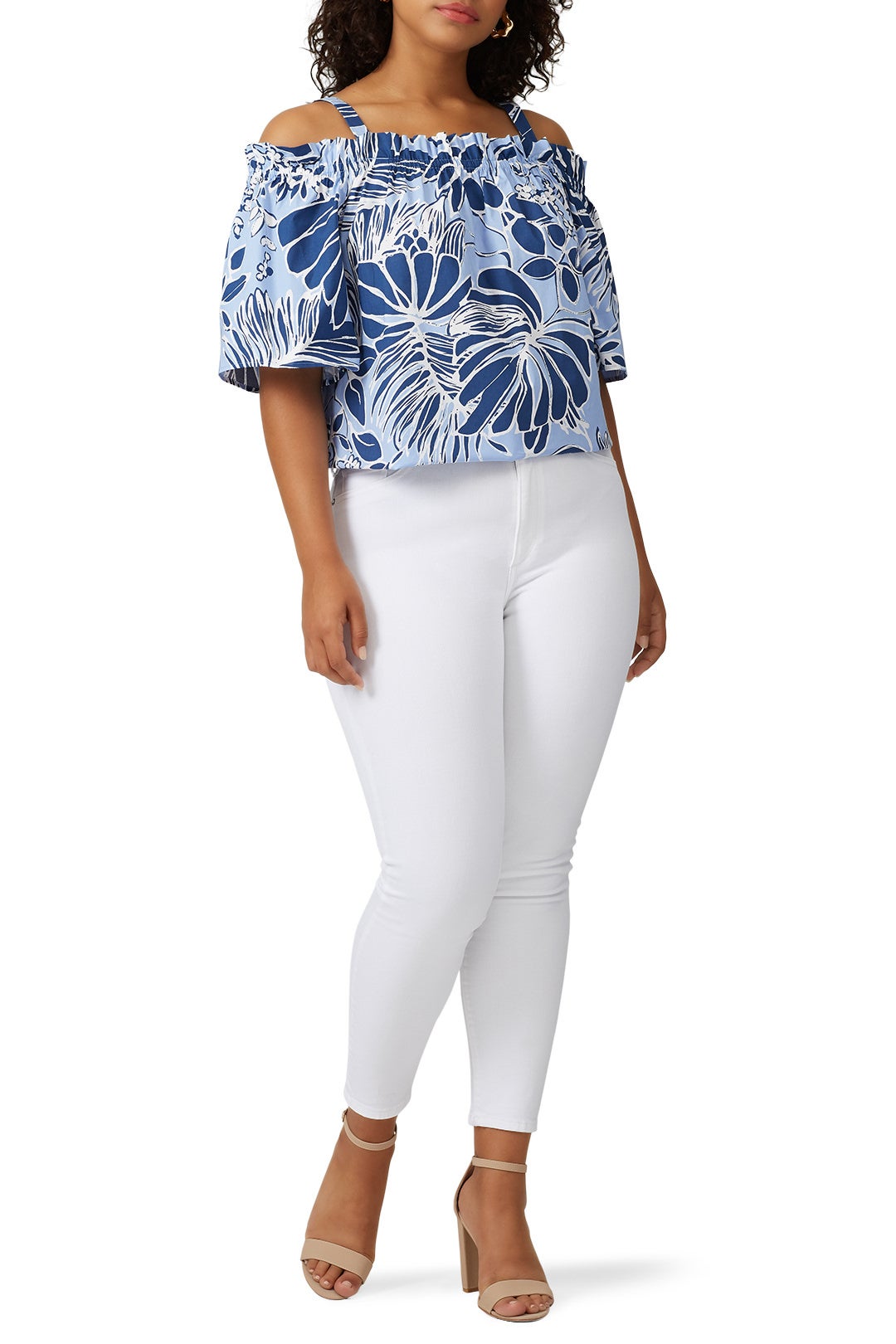 Leaf Print Off The Shoulder Top by N Natori 3