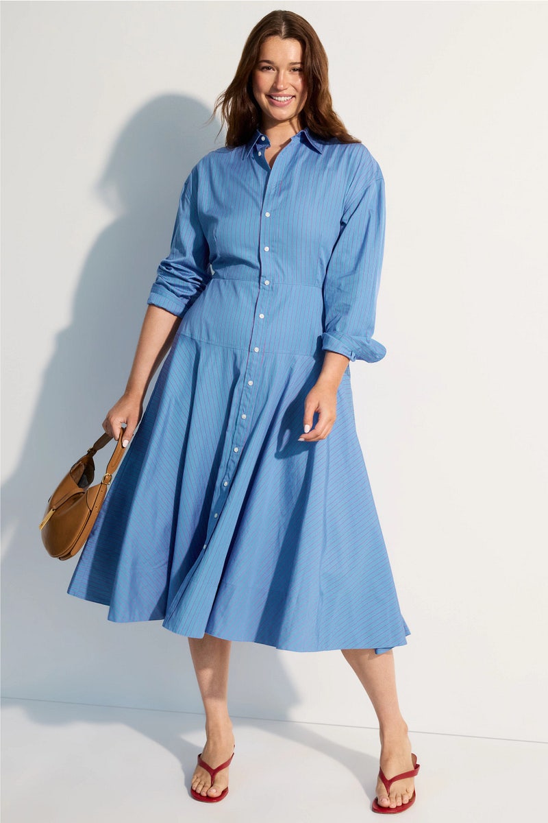 blue damask dress Exclusive Blue Damask Ashbourne Midi Dress main image 1