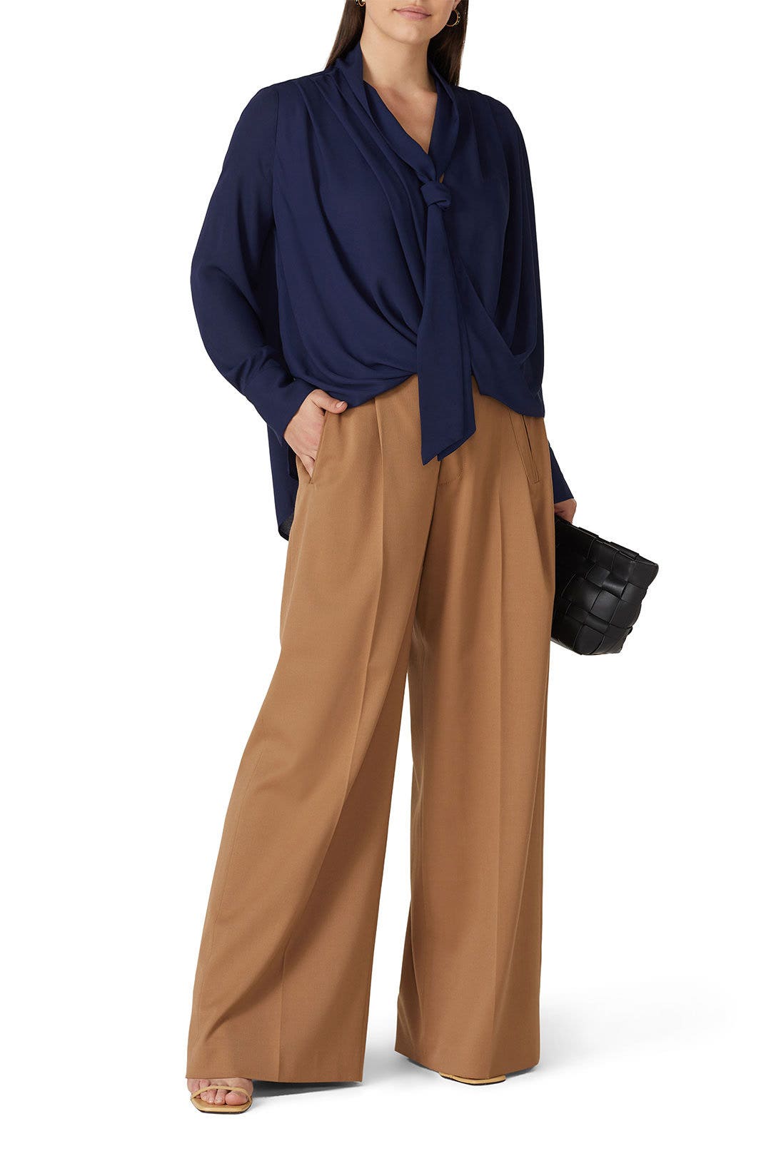 Navy Draped Blouse by Derek Lam 10 Crosby x RTR 5