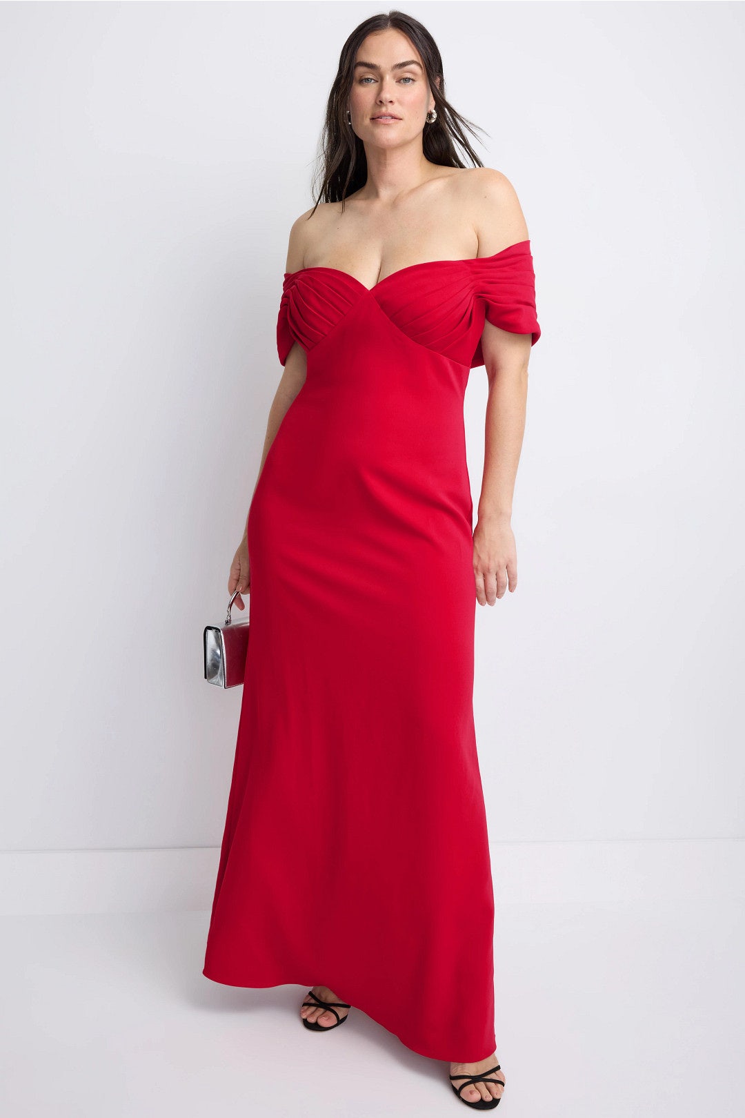 Off The Shoulder Gown With Pleats by Badgley Mischka 5