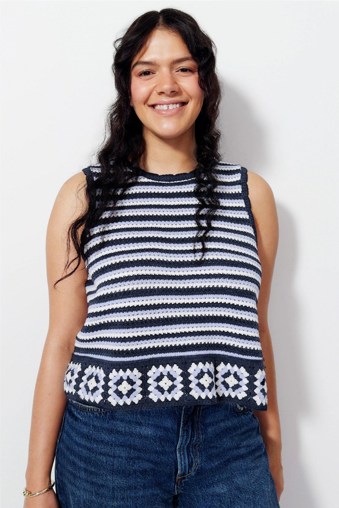 Striped Crochet Scalloped Tank by CeCe 4