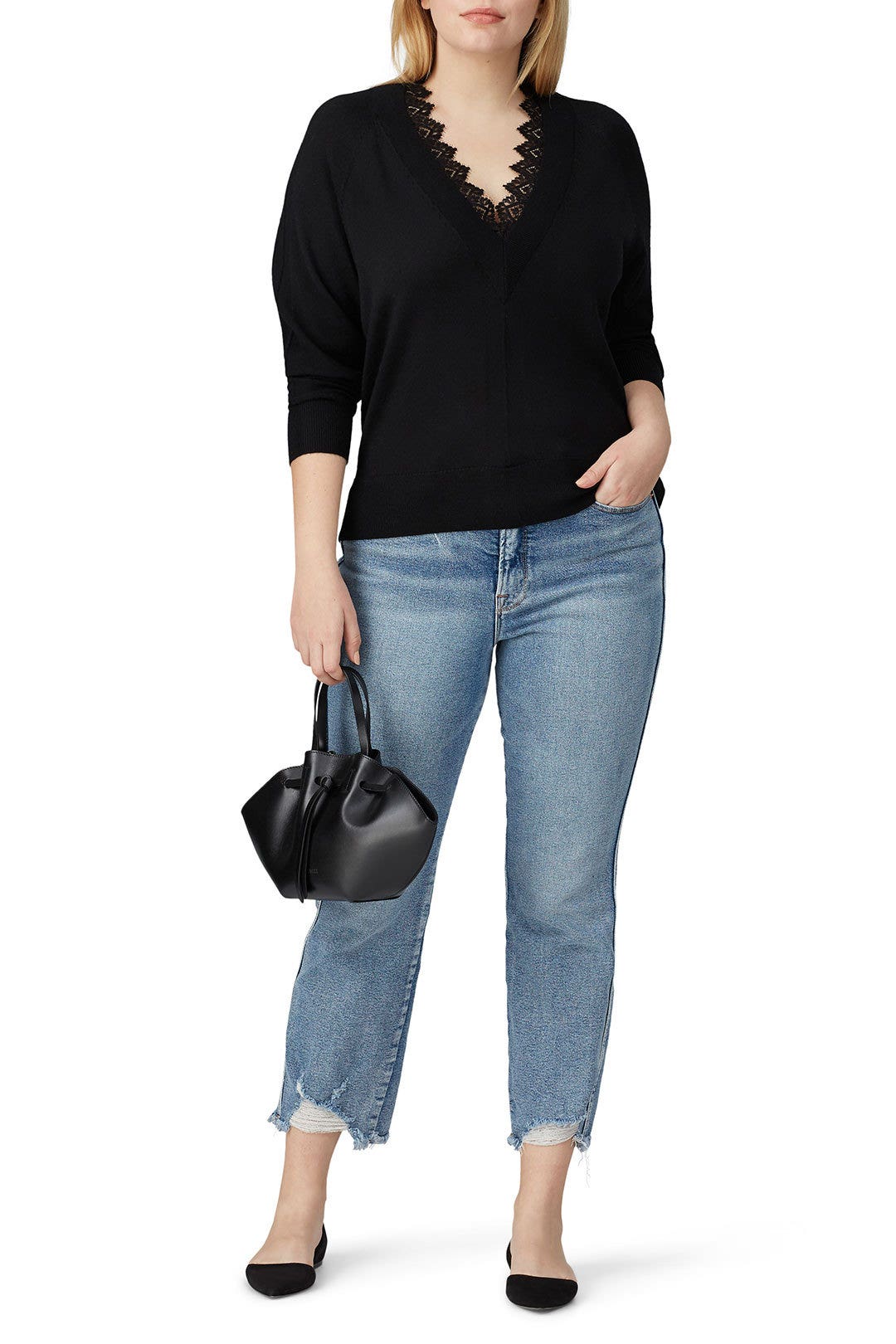 Black Lace Combo Pullover by Rebecca Taylor NYC 5