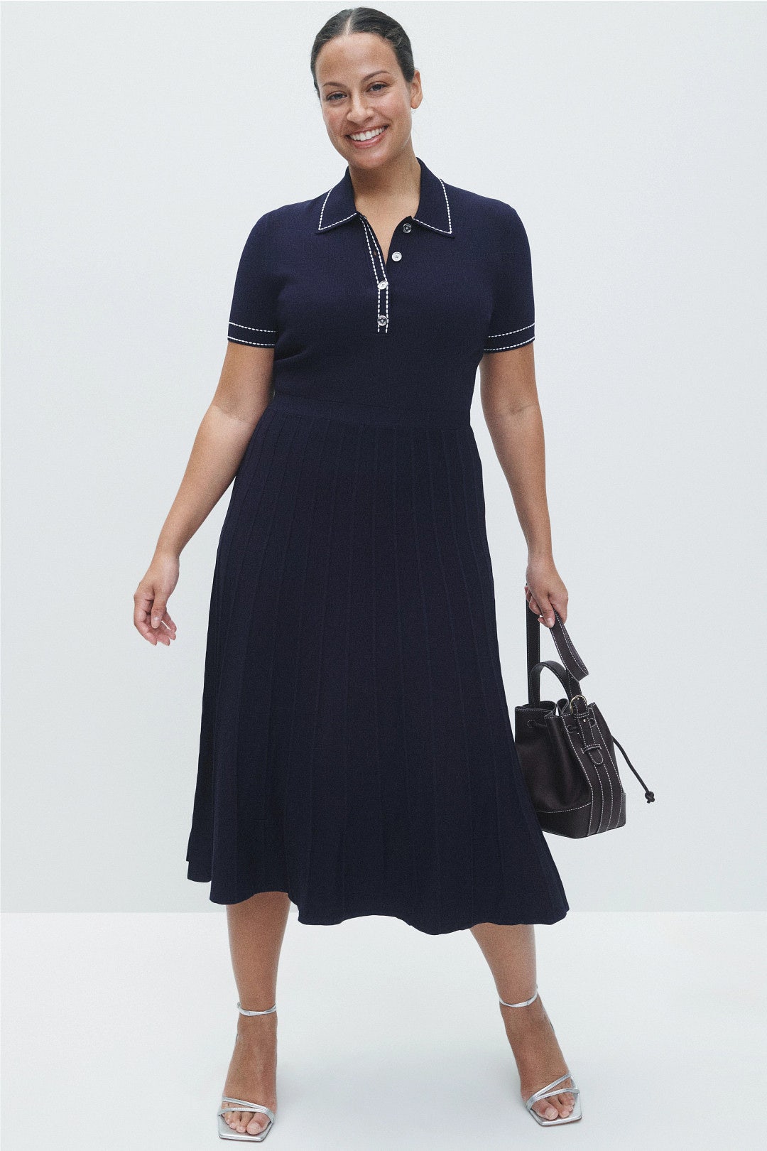 Contrast Stitching Polo Midi Dress by MICHAEL KORS 5