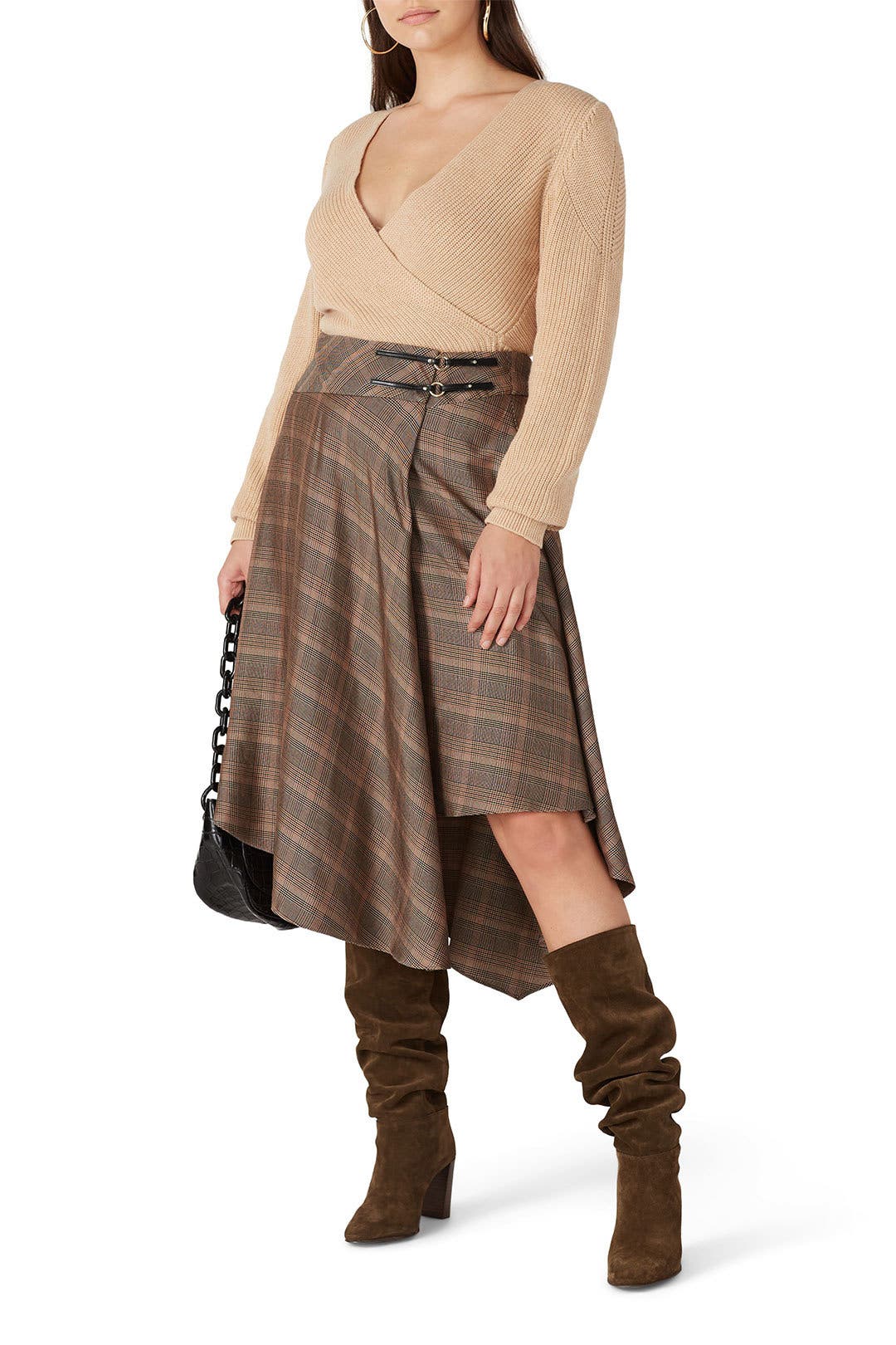 【関税&送料込】Pinko Skirts Grey Plaid Didaco Skirt by PINKO | Rent the Runway