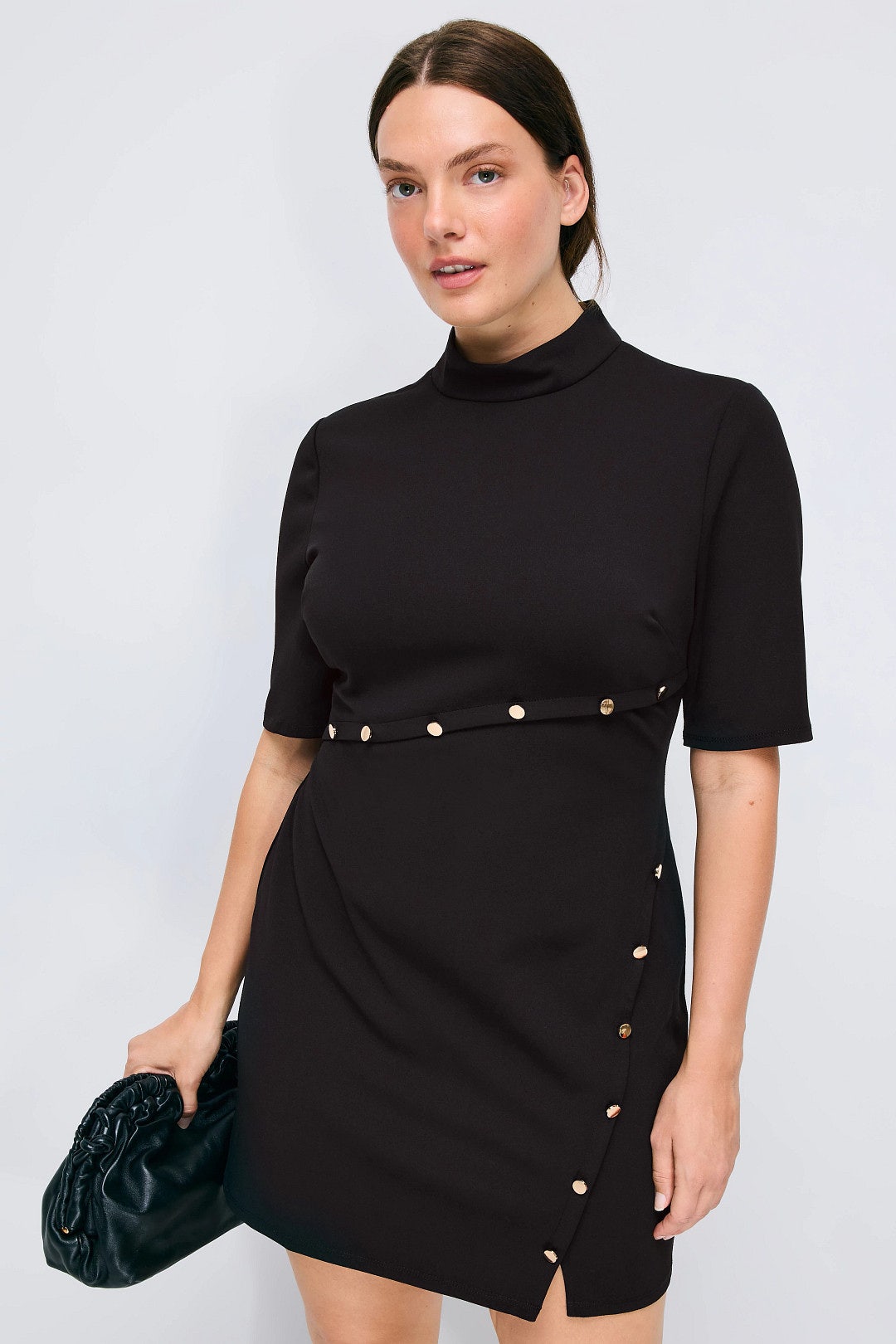 Elbow Sleeve Mock Neck Mini Dress by Donna Morgan 5