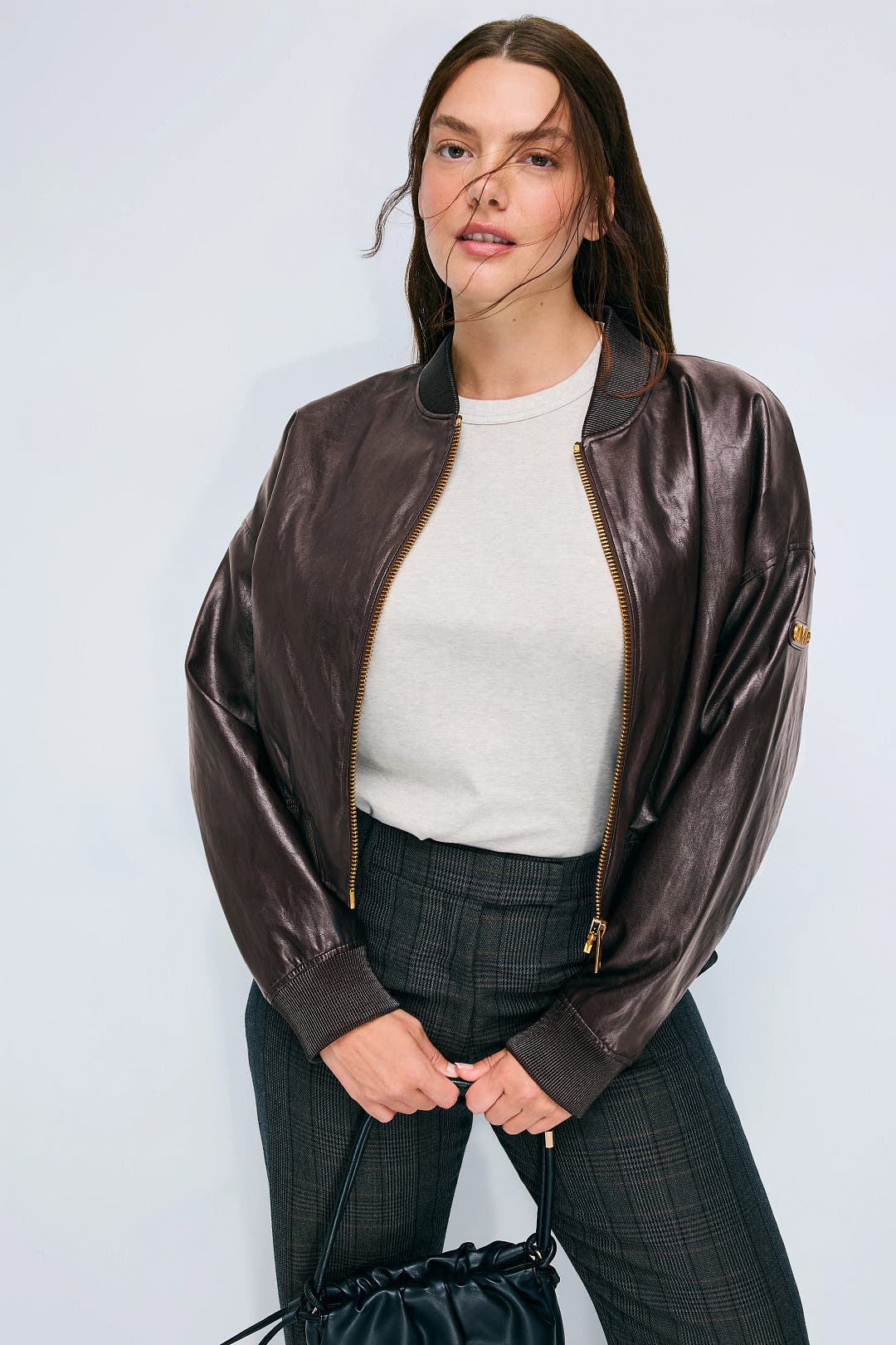 Crop Faux Leather Blouson Jacket by MICHAEL KORS | Rent the