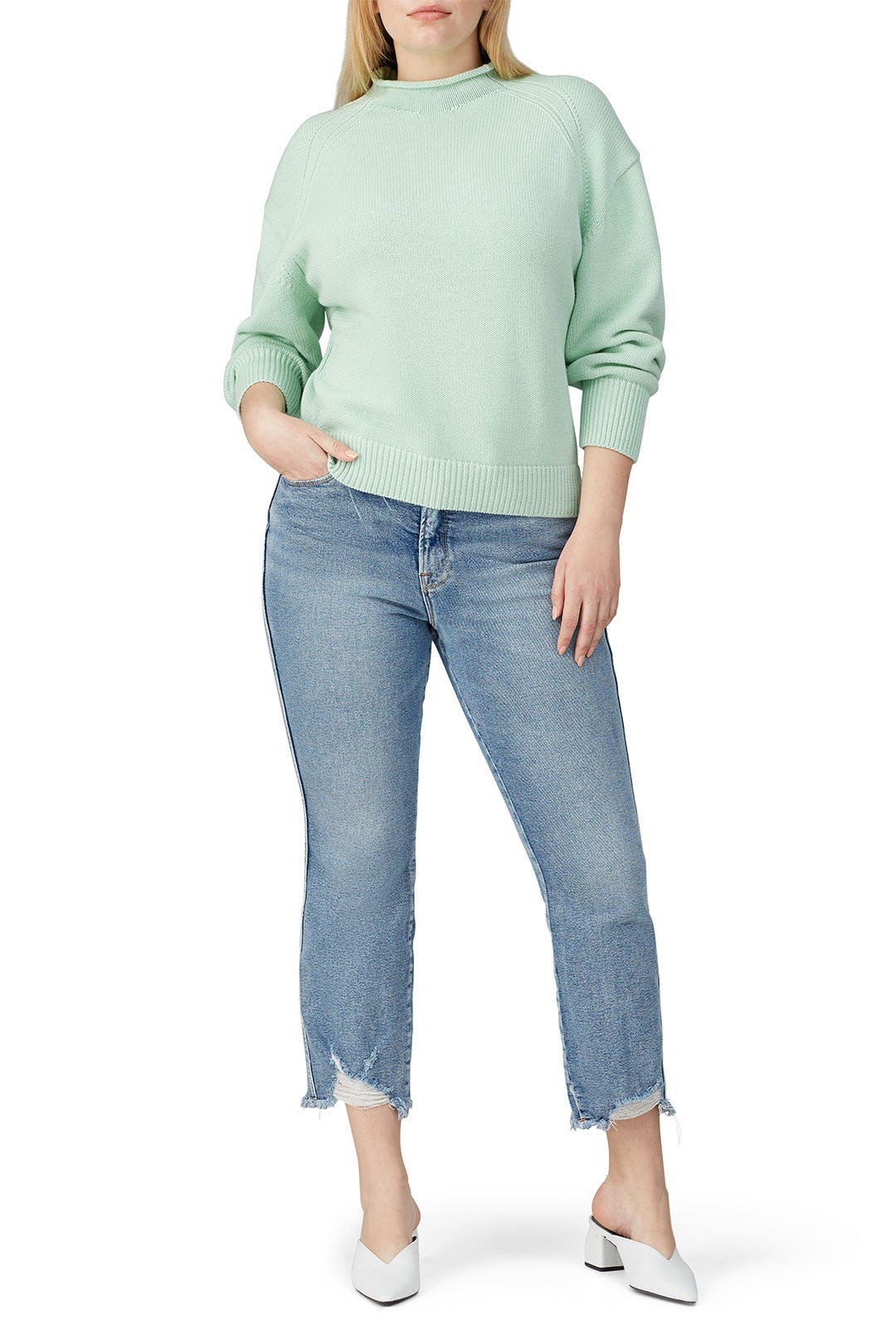 Mint Transfer Stitch Sweater by 525 America 4