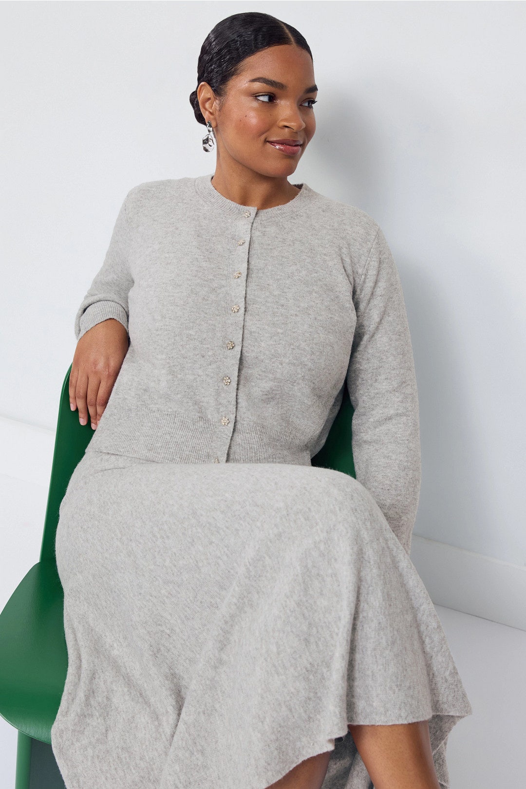 Brushed Knit Cardigan With Sparkle Buttons by Adam Lippes x RTR 5