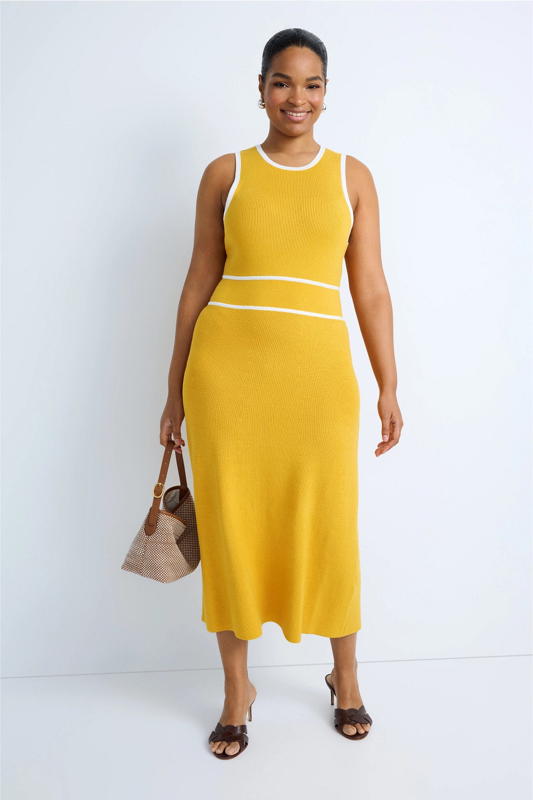 Yellow Knit Midi Dress by Toccin | Rent the Runway