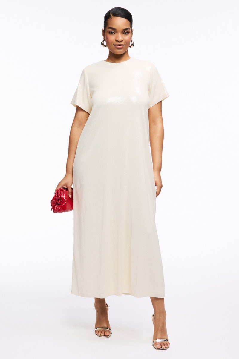 Sequin Short Sleeve Maxi Dress by Rosetta Getty x RTR - Photo 5