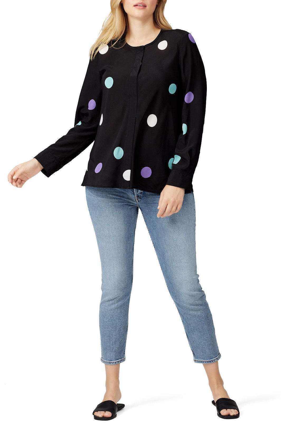 Polka Dot Button Down Blouse by Derek Lam 10 Crosby 5