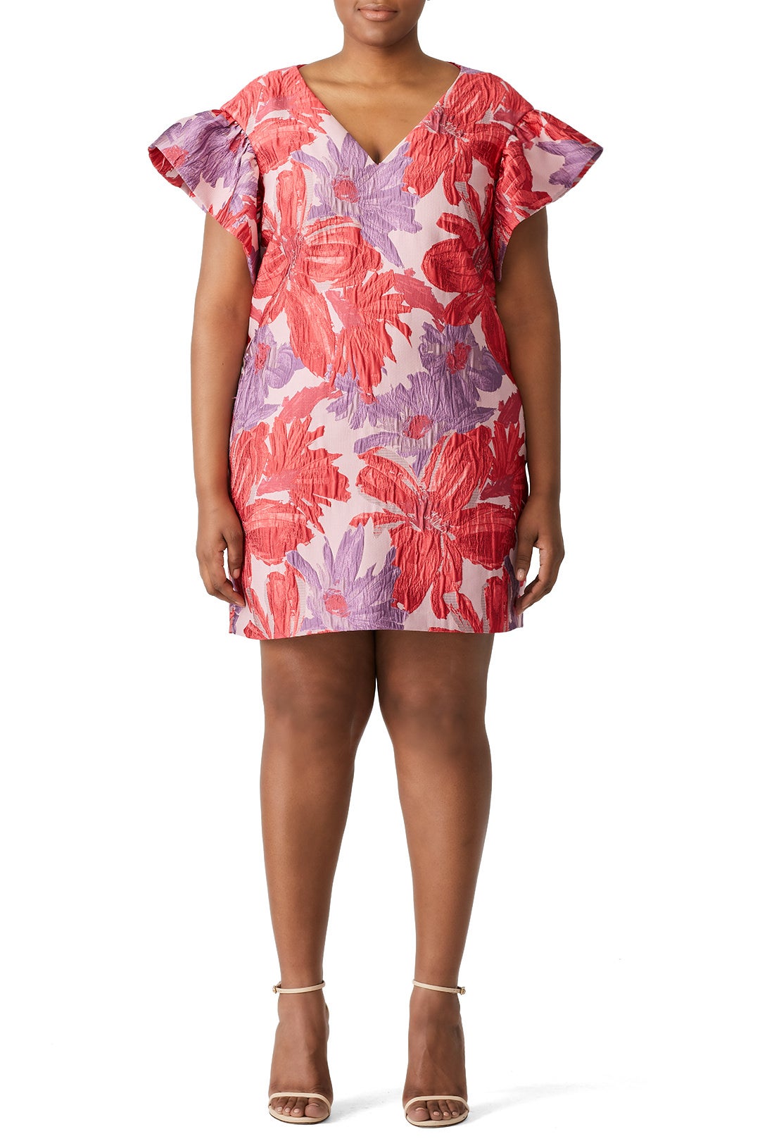 Pink Floral Ruffle Shift by Badgley Mischka 3