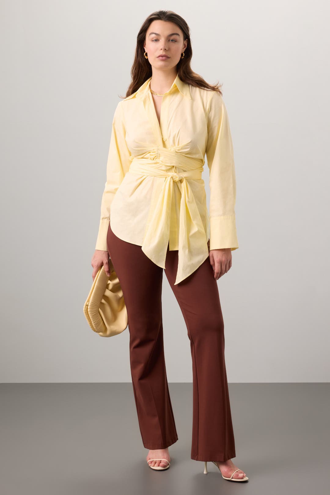 Yellow Wrap Button Down Top by Ronny Kobo x RTR | Rent the Runway
