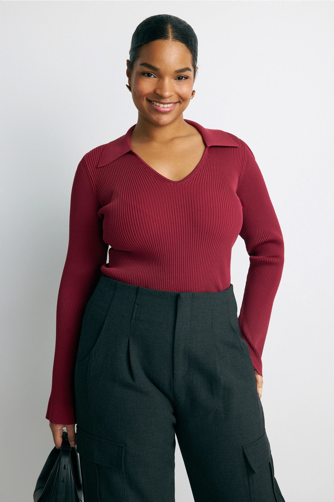 Collared Rib Knit Sweater by SIMKHAI 5