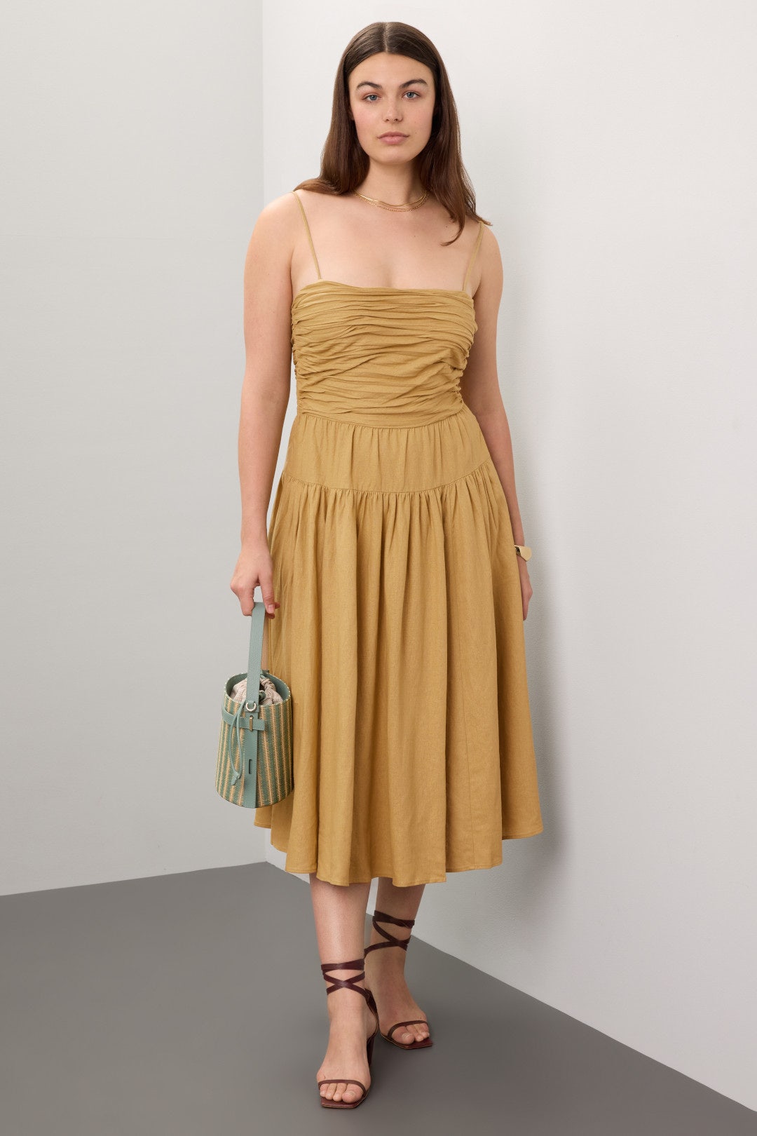 Ruched Tie Midi Dress by TOCCIN X RTR 5