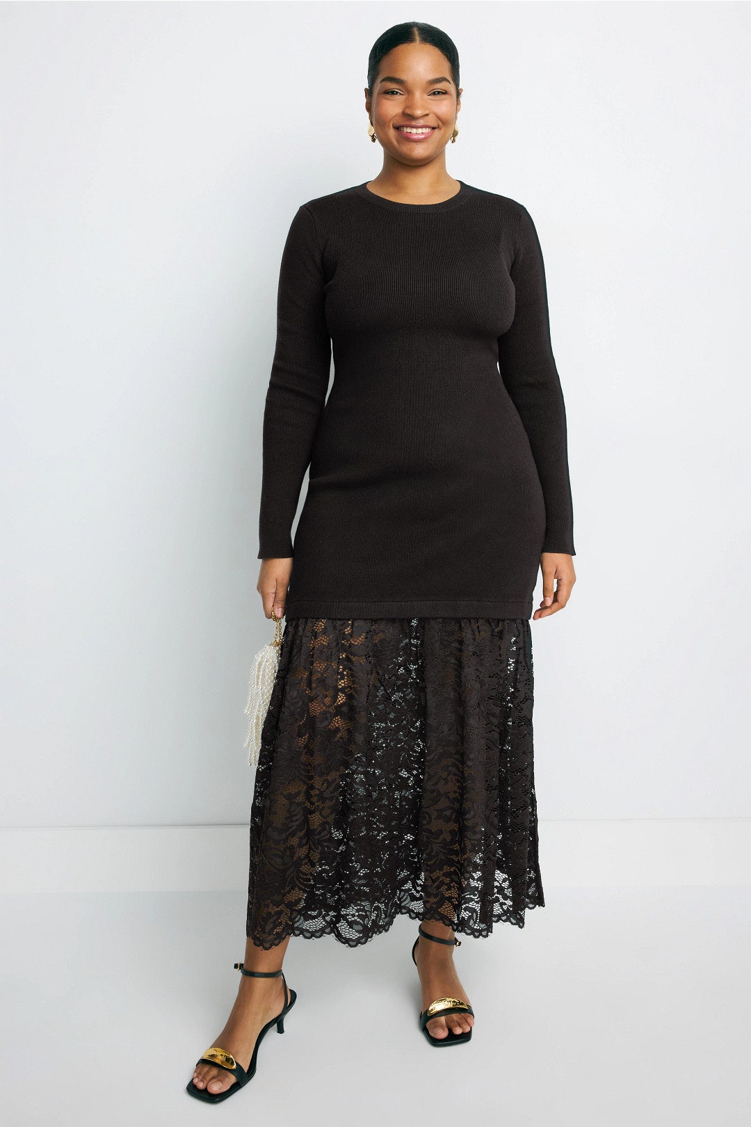 Knit and Lace Midi Dress by Sea NY x RTR 5