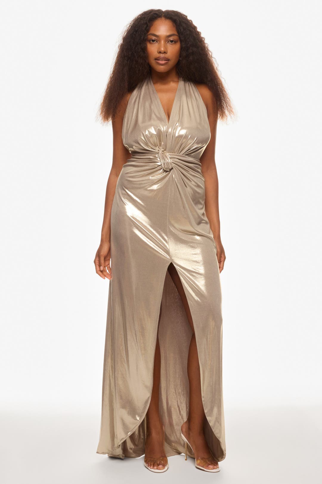 Backless Lame Maxi Dress by NISSA | Rent the Runway