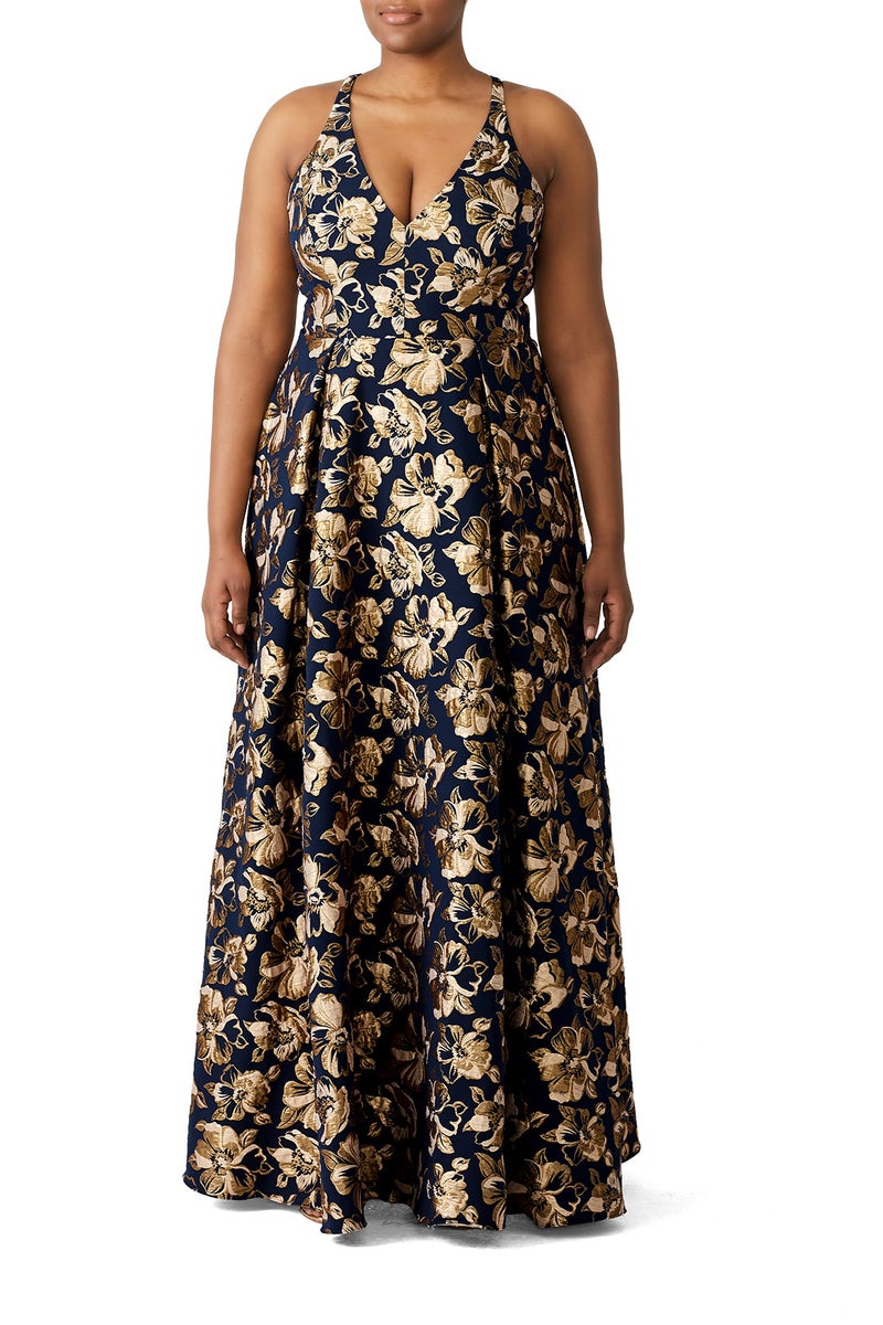 Floral Jacquard Gown by Badgley Mischka - Photo 4
