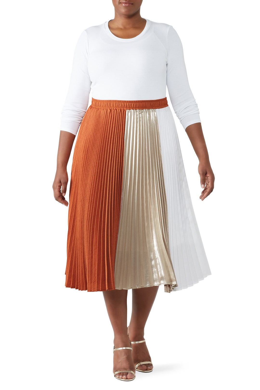 Color Block Pleated Skirt by Clu 4
