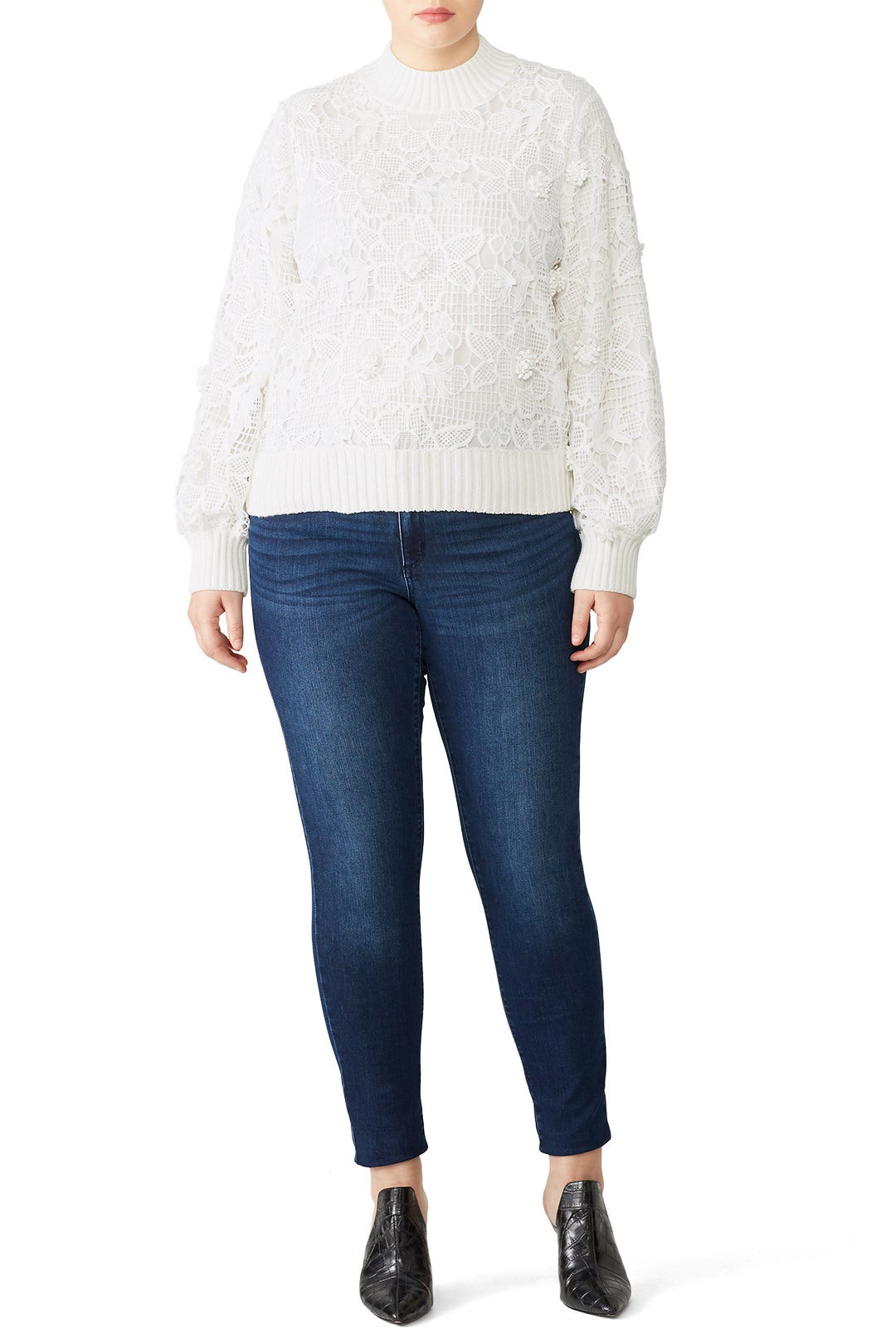 White Lace Sweater by Badgley Mischka 4