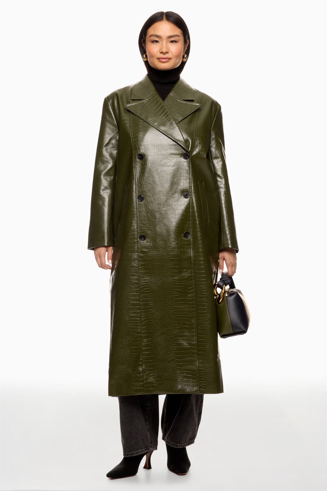 cityshop レザーコート　FAUX LEATHER COAT カーキ Embossed Faux Leather Coat by Ronny Kobo x RTR | Rent the Runway