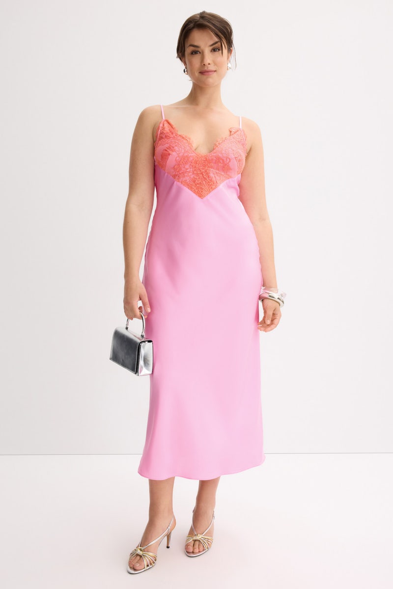 Lace Trim Midi Dress by Ronny Kobo x RTR - Photo 5