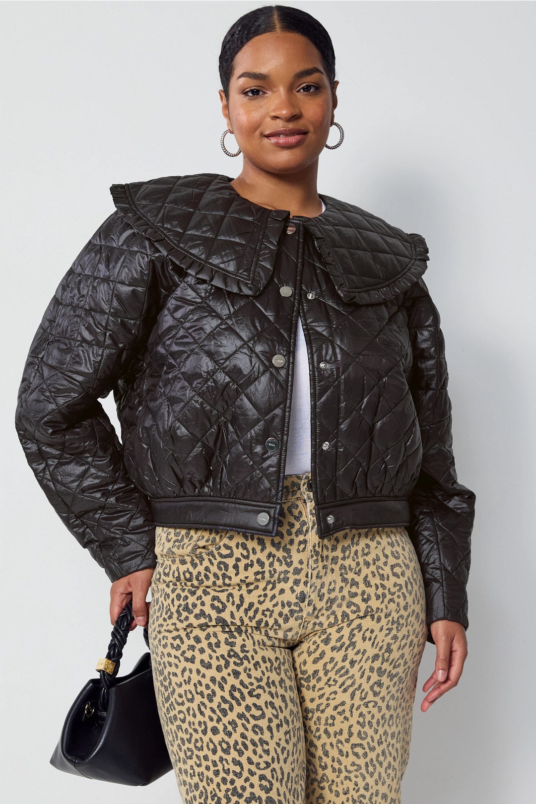 Nylon Quilted Collared Jacket by GANNI 5
