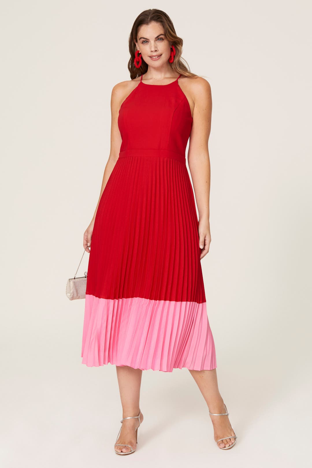 Pleated Colorblock Midi Dress by Aidan AIDAN MATTOX | Rent the Runway