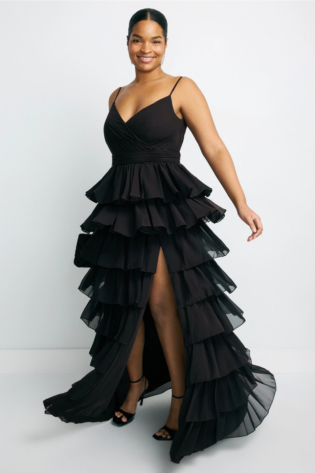 Sleeveless Tiered Ruffle Gown by Ieena for Mac Duggal 5