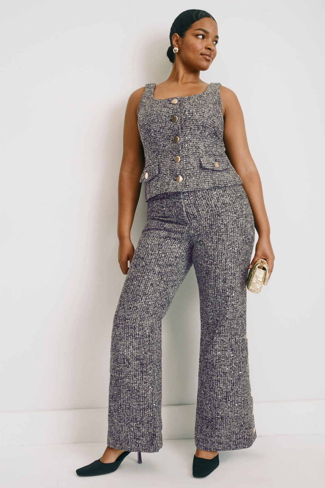 Tweed Button Detail Pants by Toccin 5