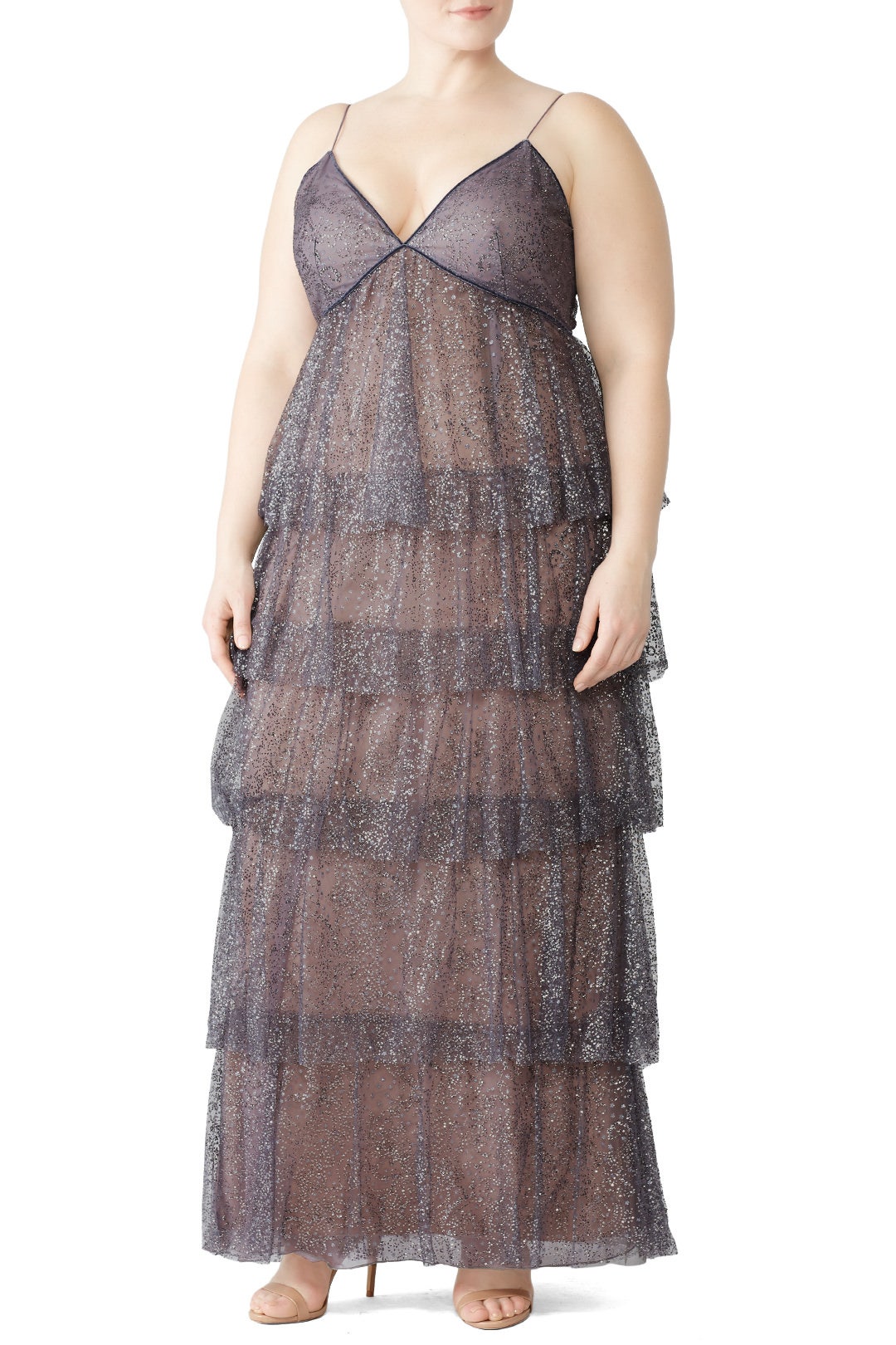 Glitter Tiered Gown by Marchesa Notte 3