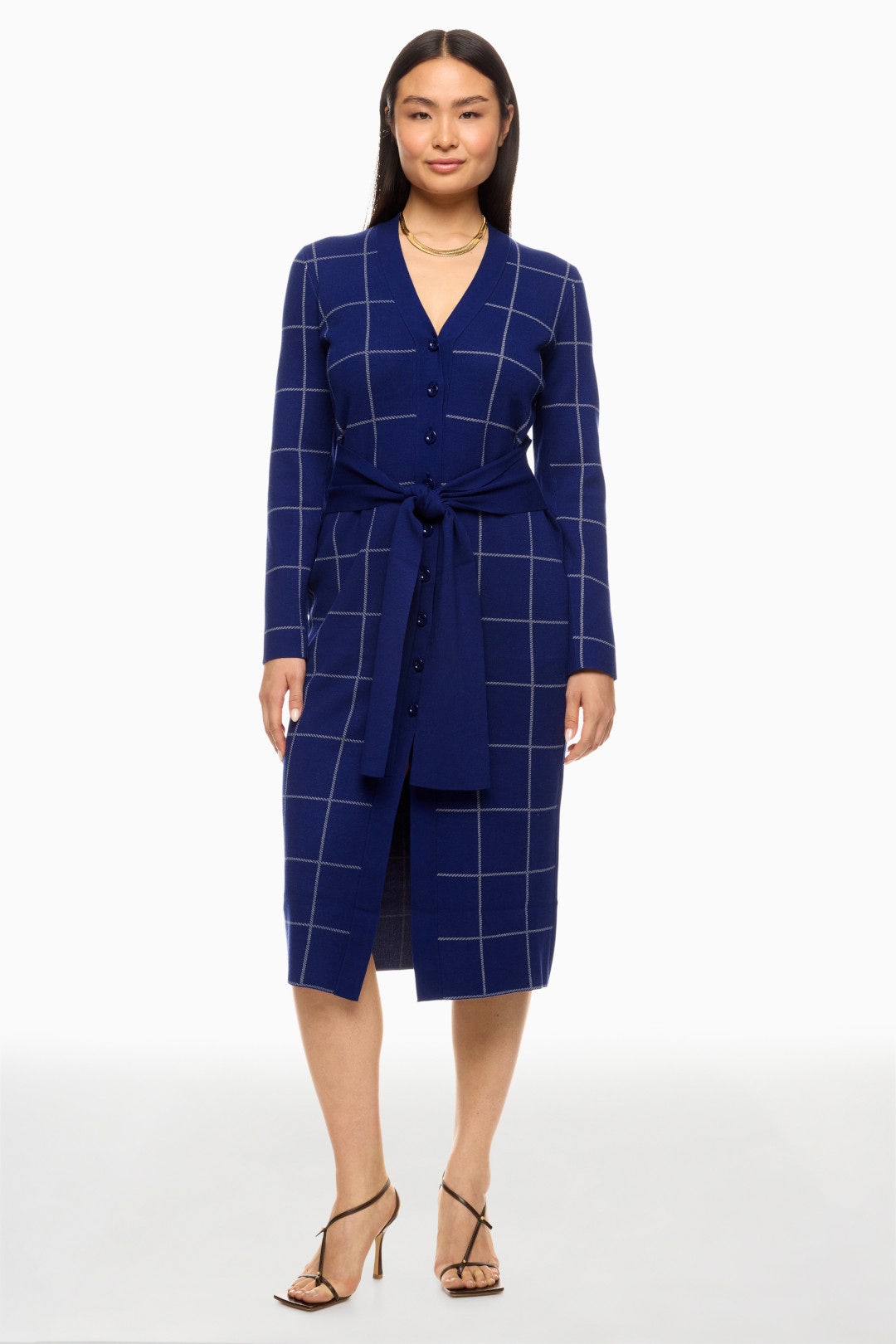 Windowpane Cardigan Dress by Toccin 5