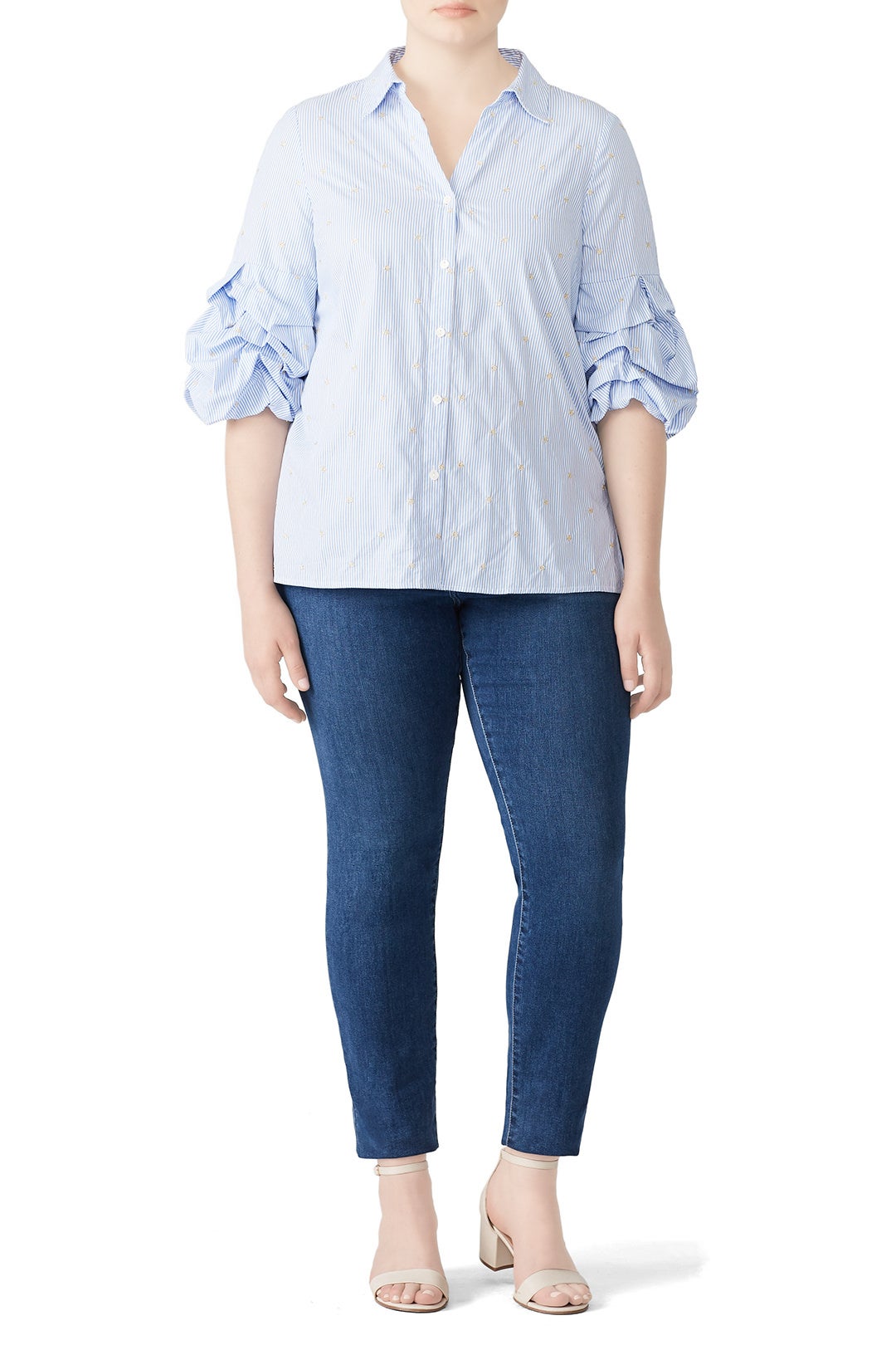 Ruffle Sleeve Button Down by Badgley Mischka 3