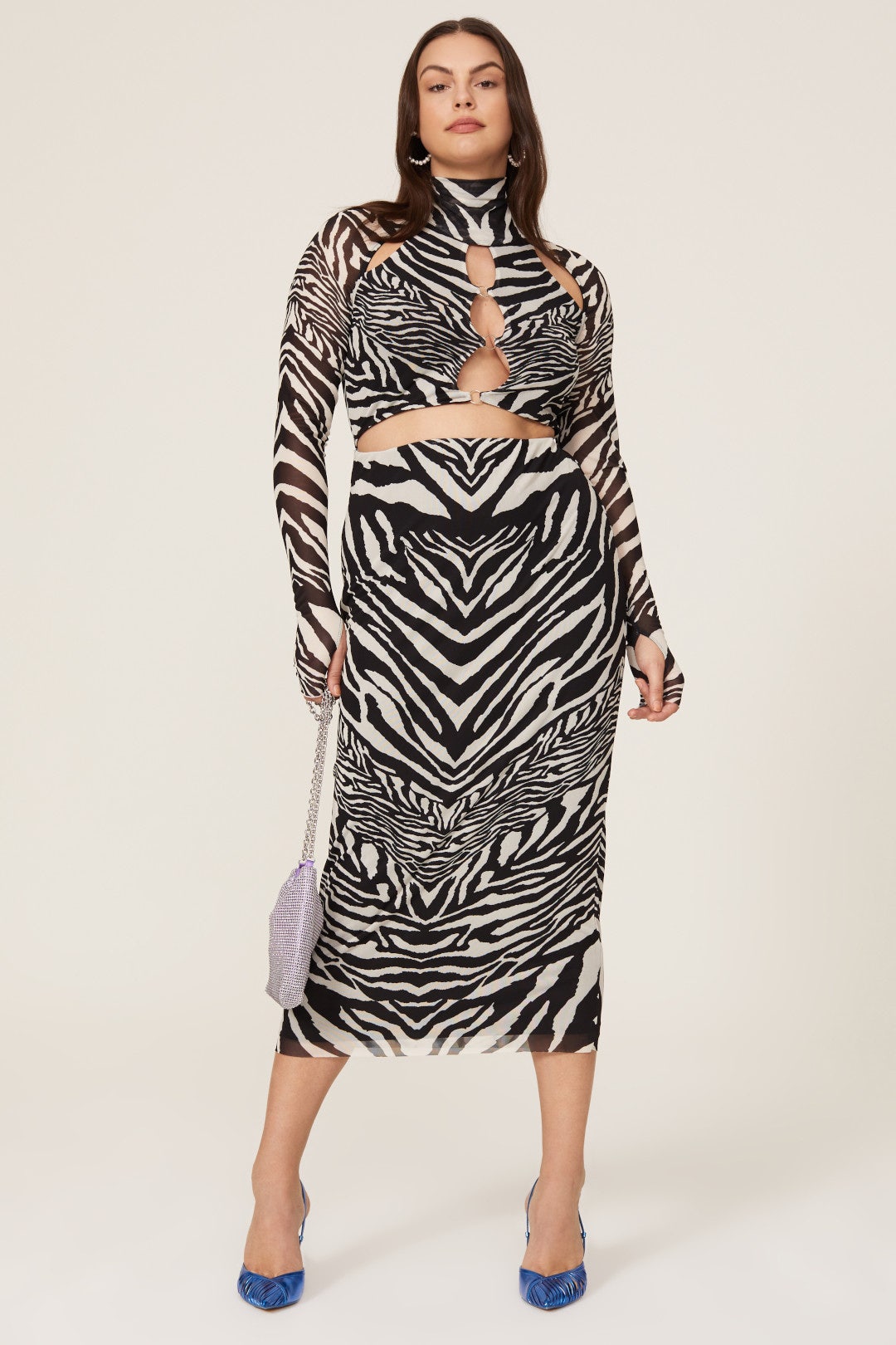 Brie Zebra Mesh Dress by AFRM 5