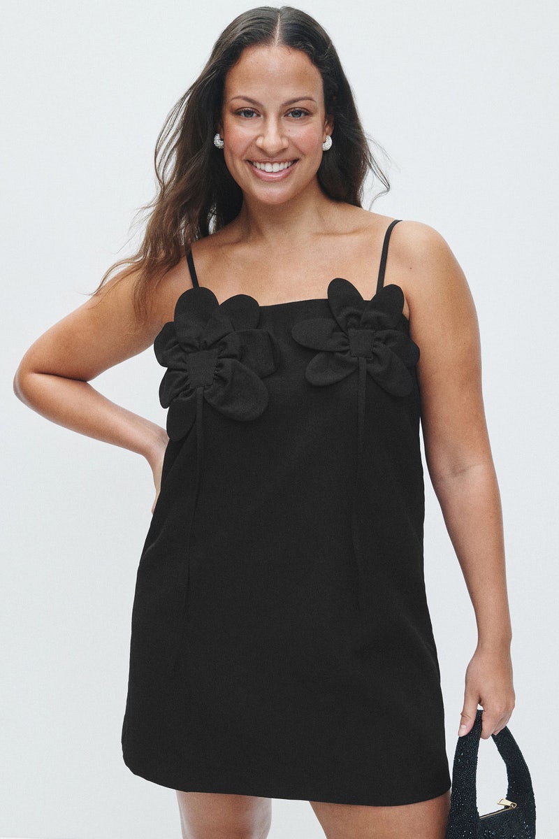 sachin and babi light blue dress Badgley Mischka Flounce Hem Shift Dress in Black