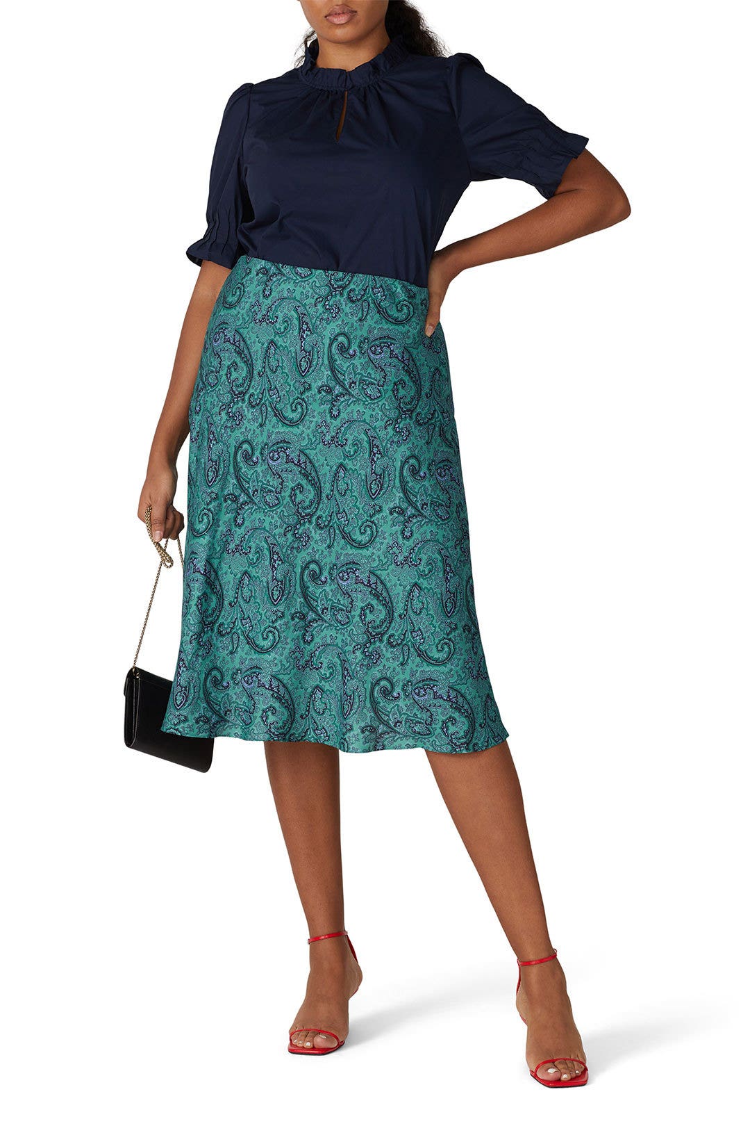 Navy Poplin Ruffle Top by Rebecca Taylor NYC 5