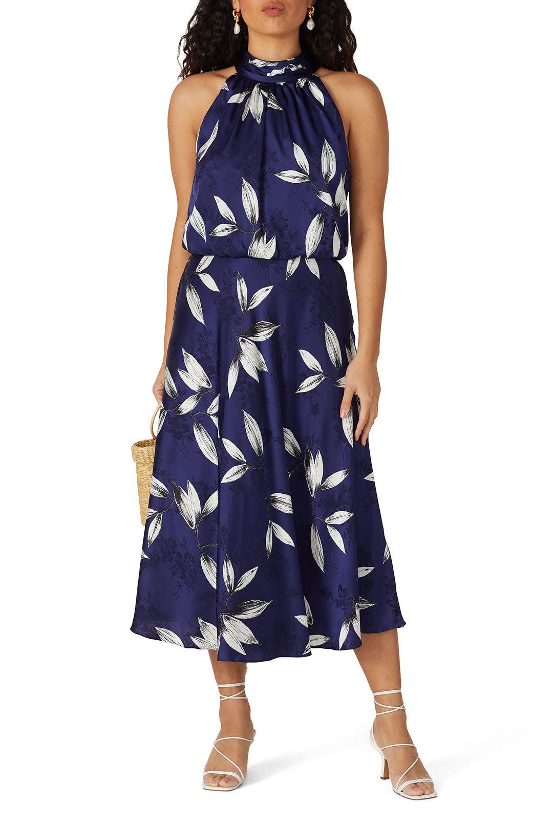 Navy Floral Halter Dress by Adrianna Papell 5