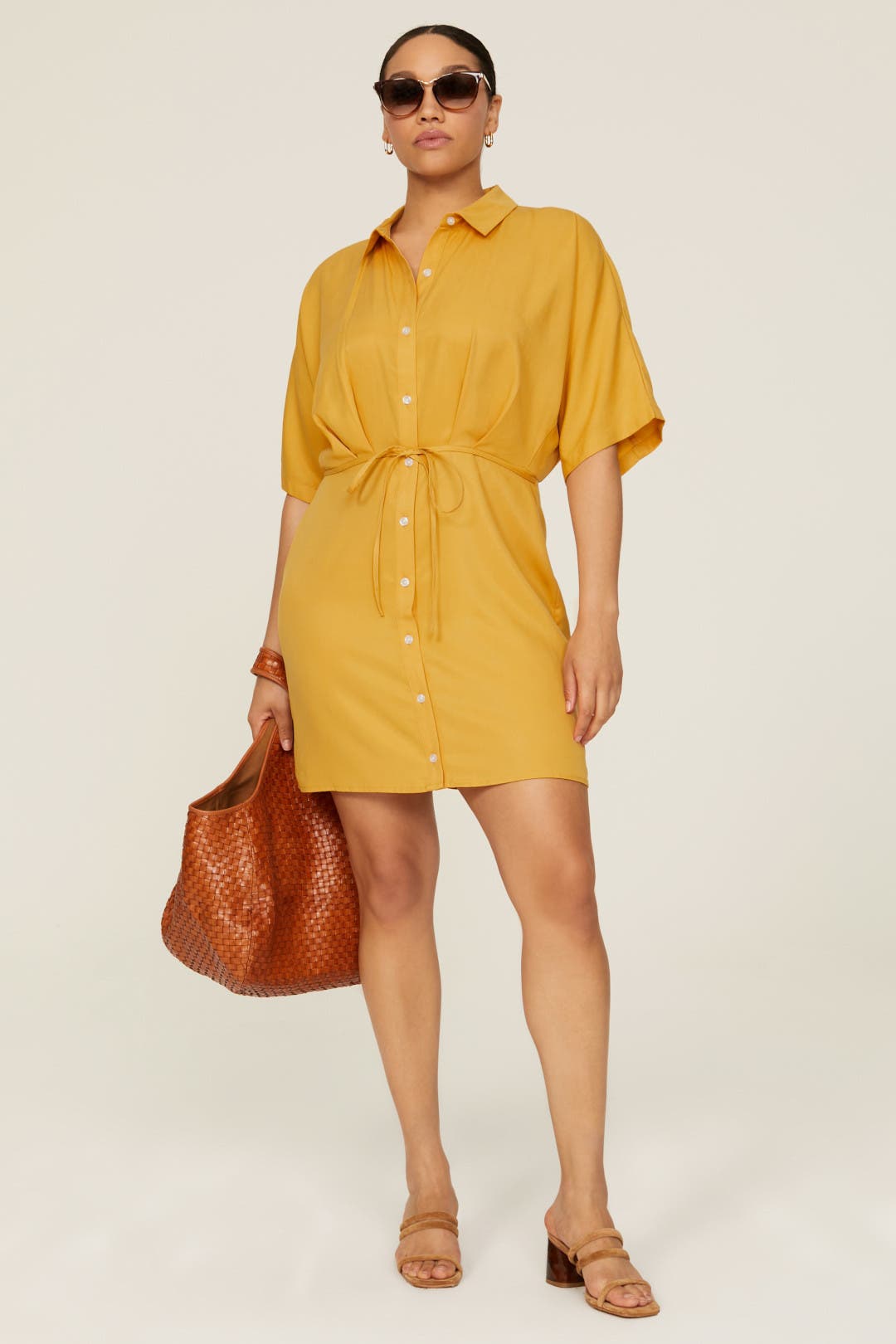 Yellow Tie Waist Shirtdress by Thakoon x RTR | Rent the Runway