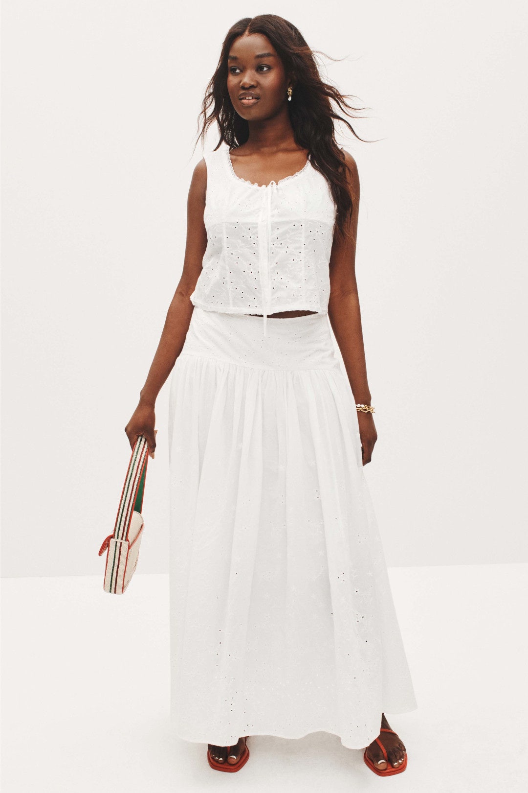 Procida Skirt White Eyelet by Staud 5