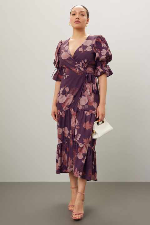 RTM Sparkle Wrap Dress in Purple