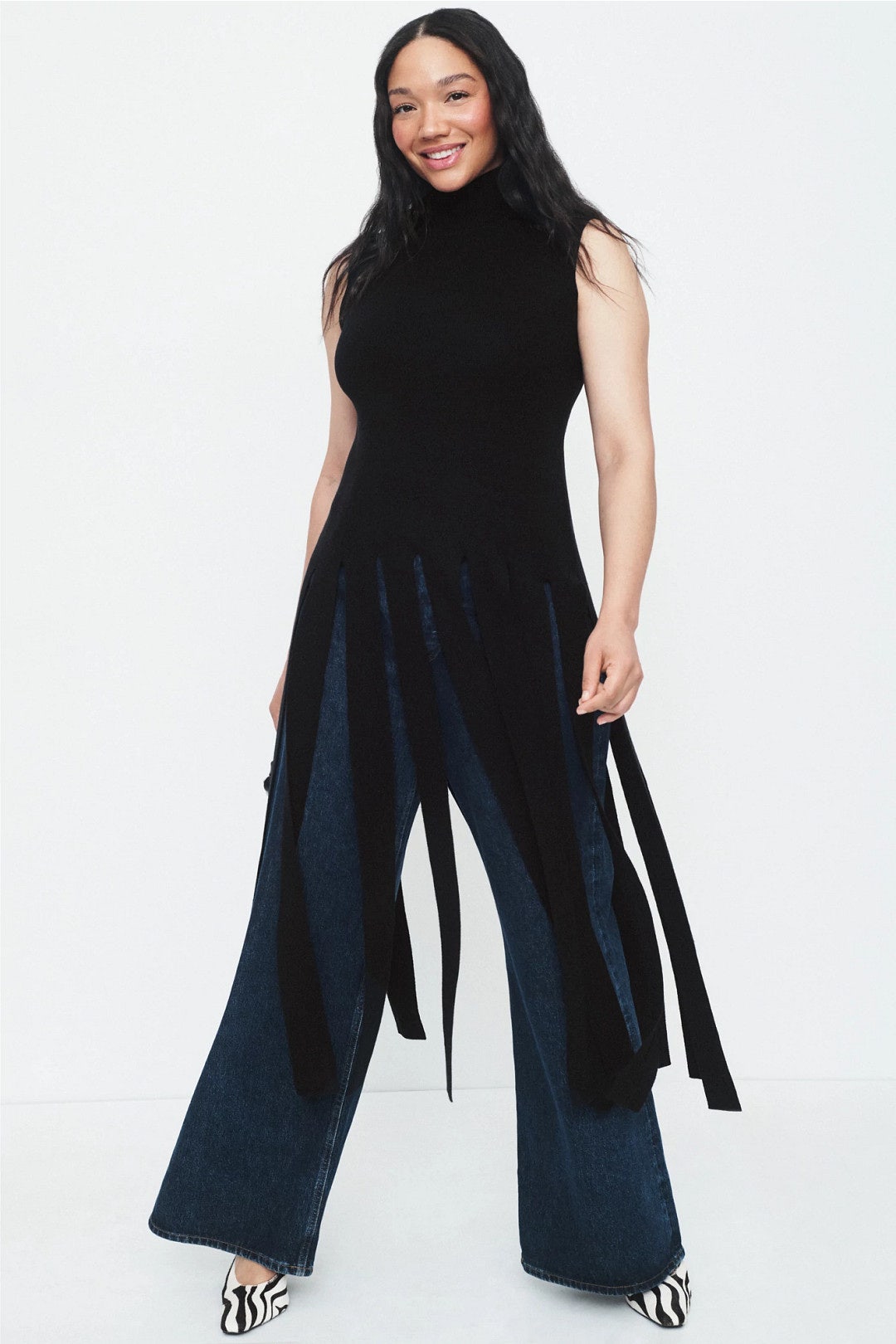 Mock Neck Fringe Sweater by Rosetta Getty x RTR 5